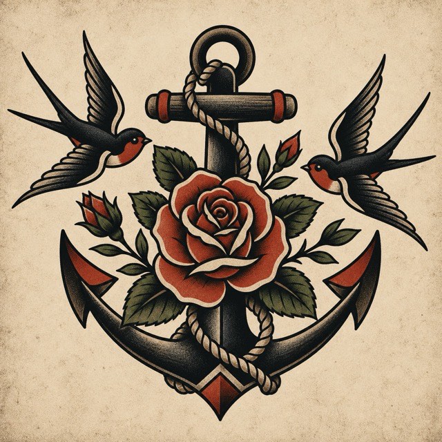 American Traditional Tattoo — KI-generierte Interpretation