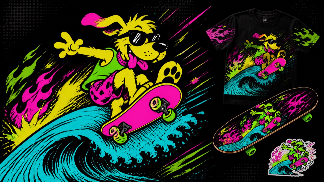 Rad Dog / Neon Surf — AI-generated interpretation