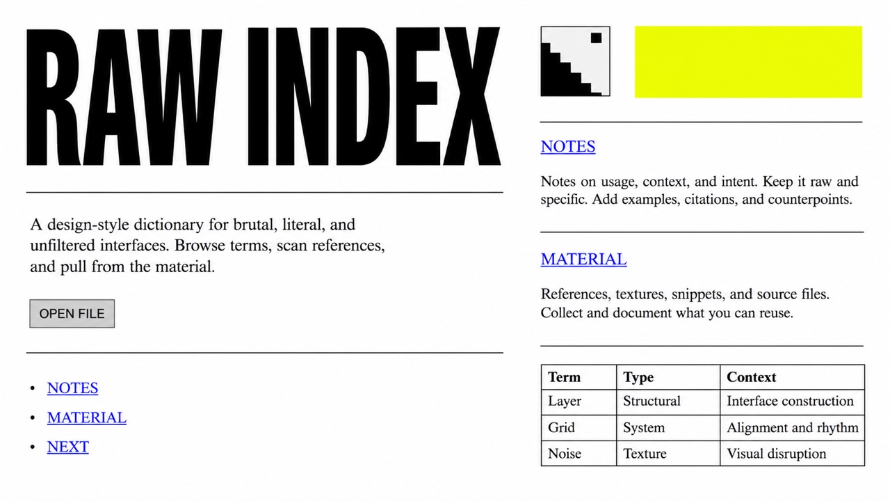 Web Brutalism — AI interpretation, not a reference