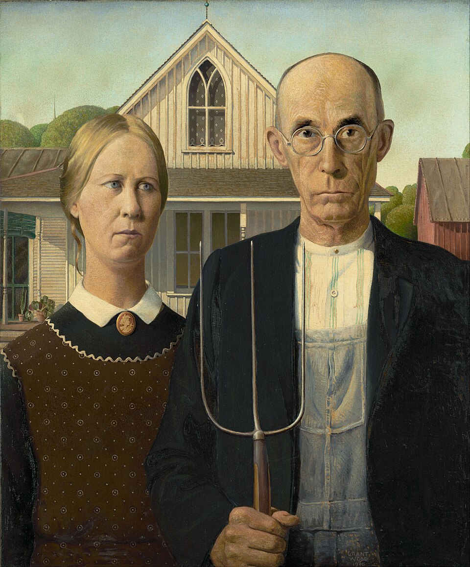American Regionalism — Grant Wood, American Gothic, 1930 — Wikimedia Commons / Public domain
