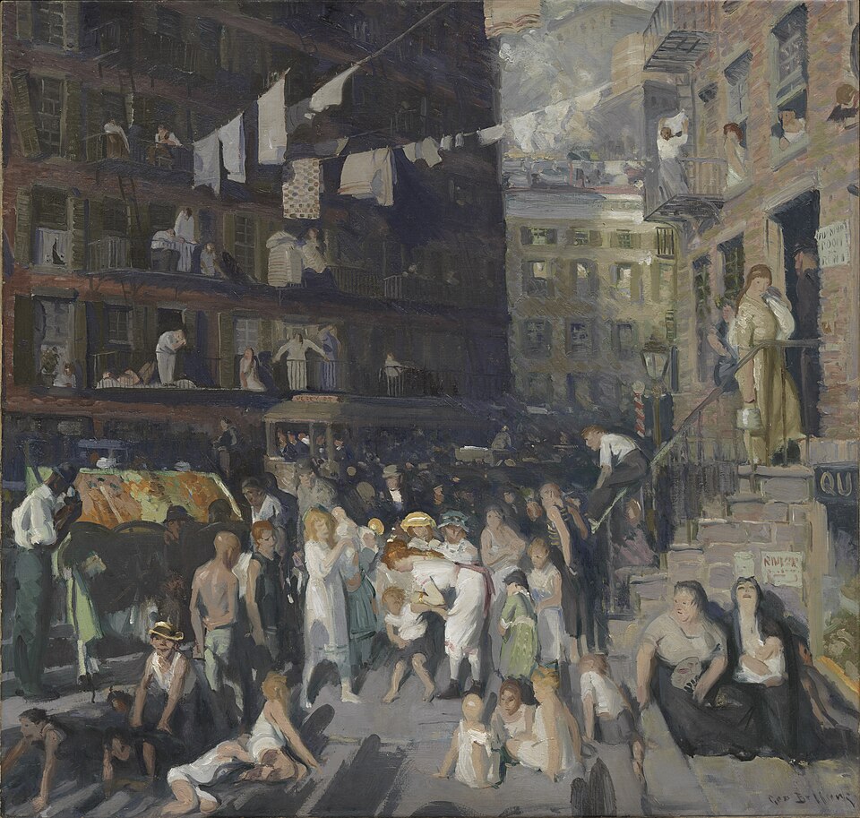 Ashcan School — George Bellows, Cliff Dwellers, 1913 — Los Angeles County Museum of Art — Wikimedia Commons / Public domain