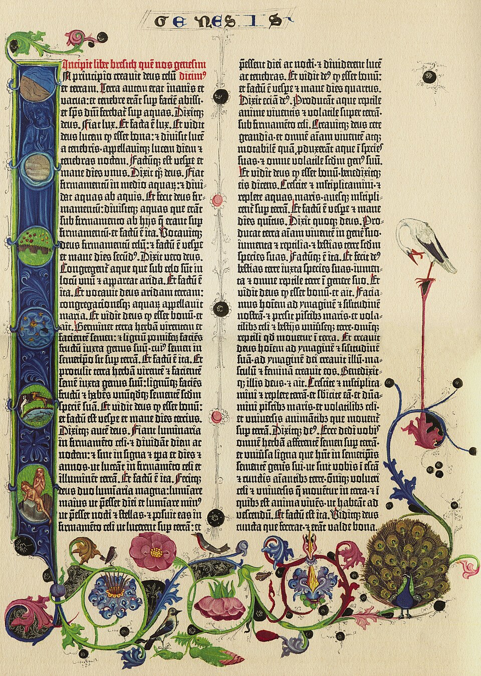 Blackletter — Gutenberg 42-line Bible, Genesis c. 1455 — Wikimedia Commons / Public domain