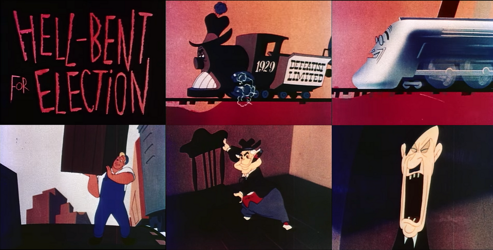 Cartoon Modern — UPA, Hell-Bent for Election 1944 film fragment — Wikimedia Commons / Public domain