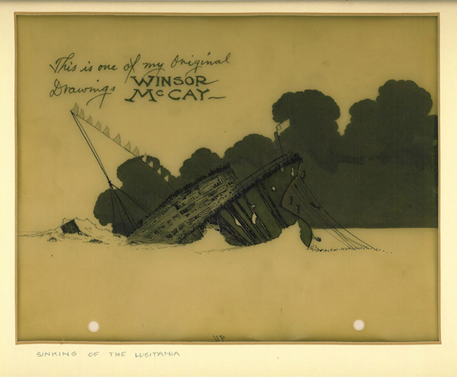 Cel Animation — Winsor McCay, The Sinking of the Lusitania cel 1918 — Wikimedia Commons / Public domain