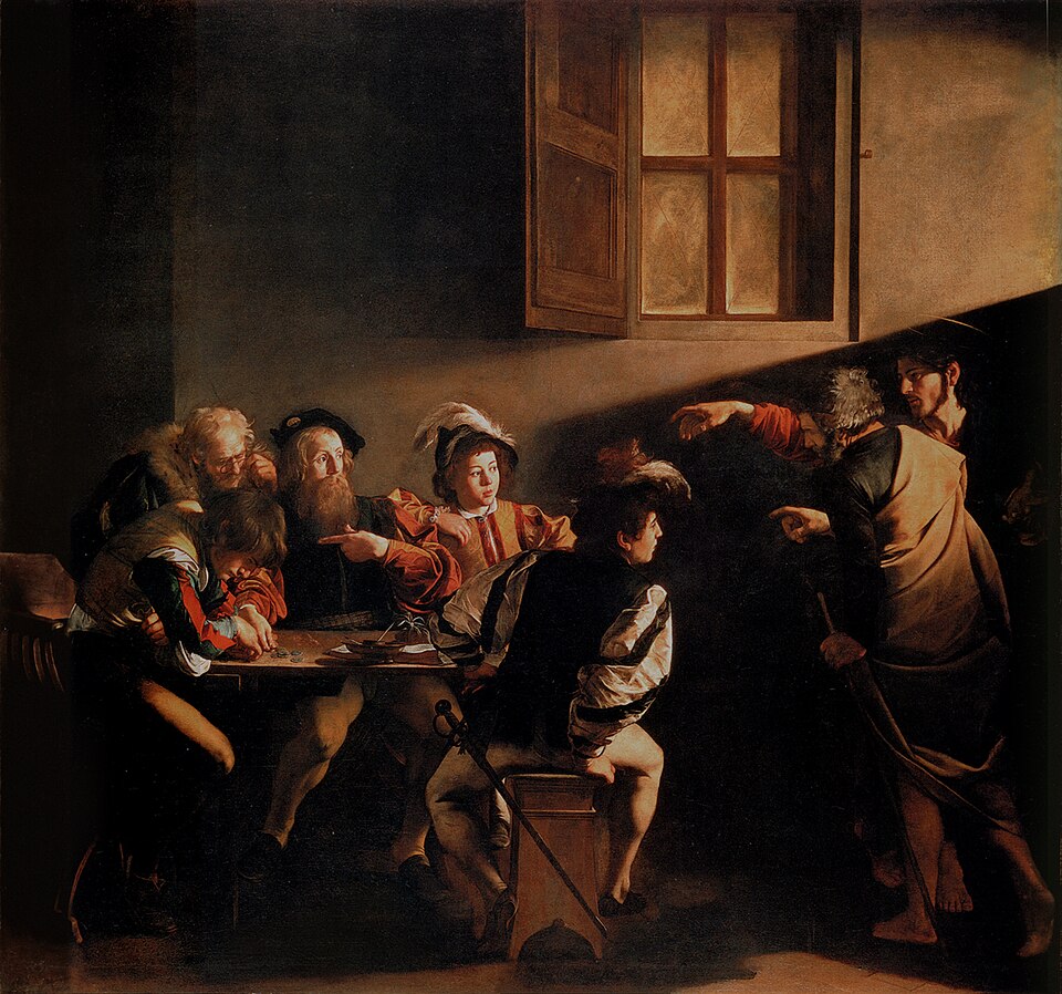 Chiaroscuro — Caravaggio, The Calling of Saint Matthew, 1599–1600 — Wikimedia Commons / Public domain