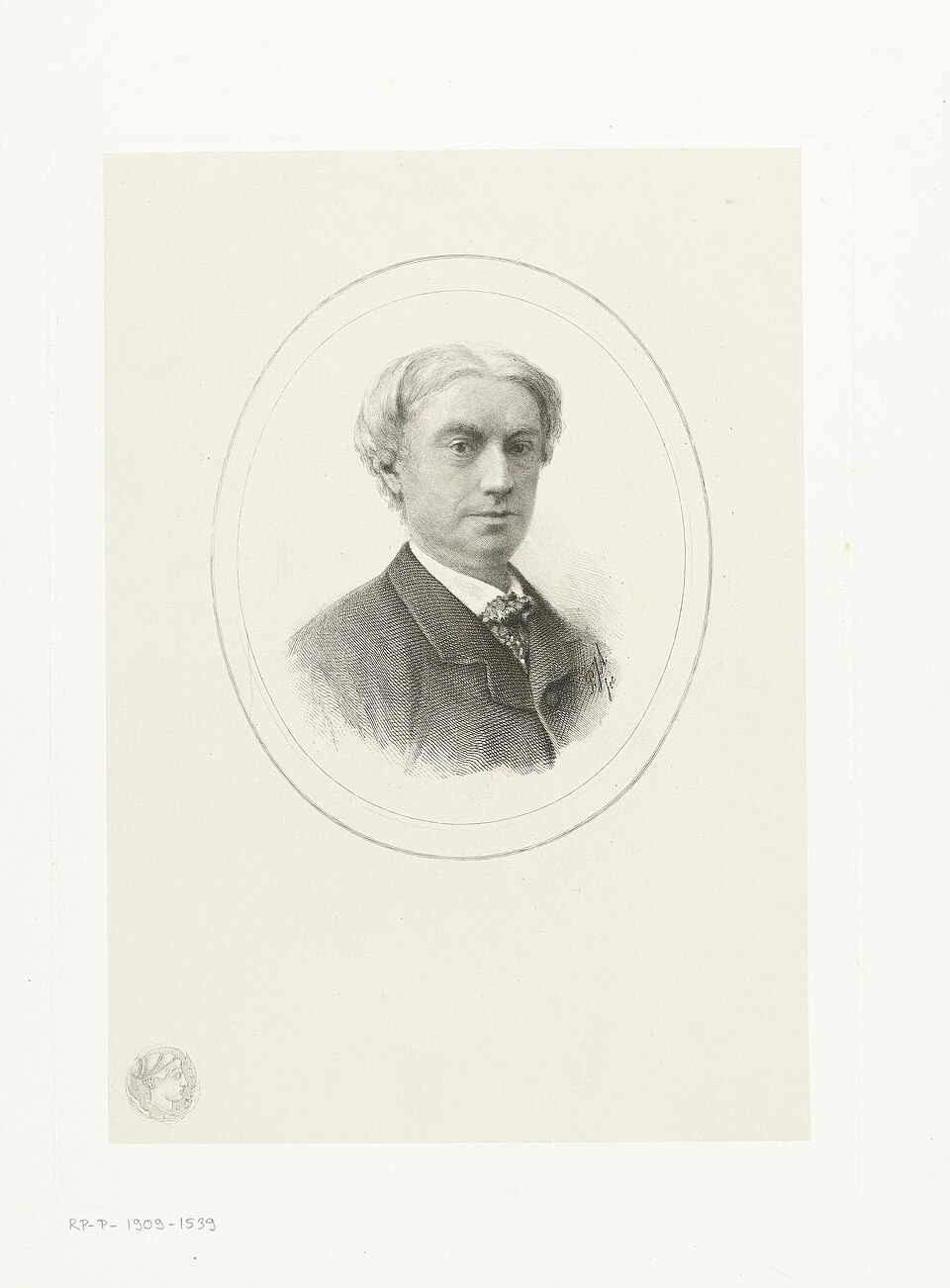 Chine Collé — Petrus Johannes Arendzen, Portrait of Carel Vosmaer, 1856–85 — etching and engraving on chine collé, Rijksmuseum, RP-P-1909-1539 — Wikimedia Commons / CC0