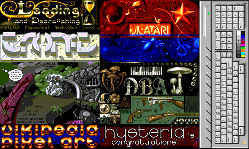 Cracktro — Jovis, pixel art from the Atari ST demoscene, 1989–1994 — Wikimedia Commons / CC BY-SA 4.0 · © Dpla-fr
