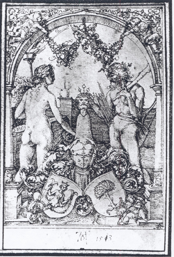 Ex Libris (Bookplate) — Dürer, bookplate for Willibald Pirckheimer — Wikimedia Commons / Public domain
