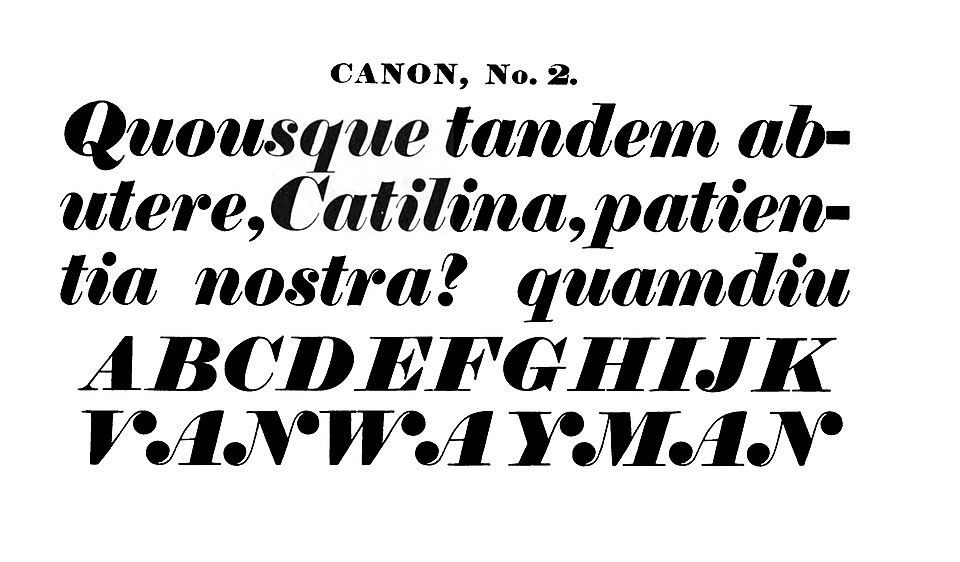 Fat Face — Fat face in the Caslon specimen book 1841 — Wikimedia Commons / Public domain