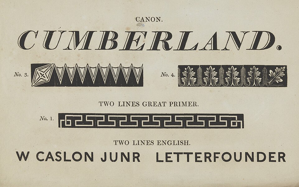 Grotesque Sans — The first sans serif type specimen c. 1816 — Wikimedia Commons / Public domain