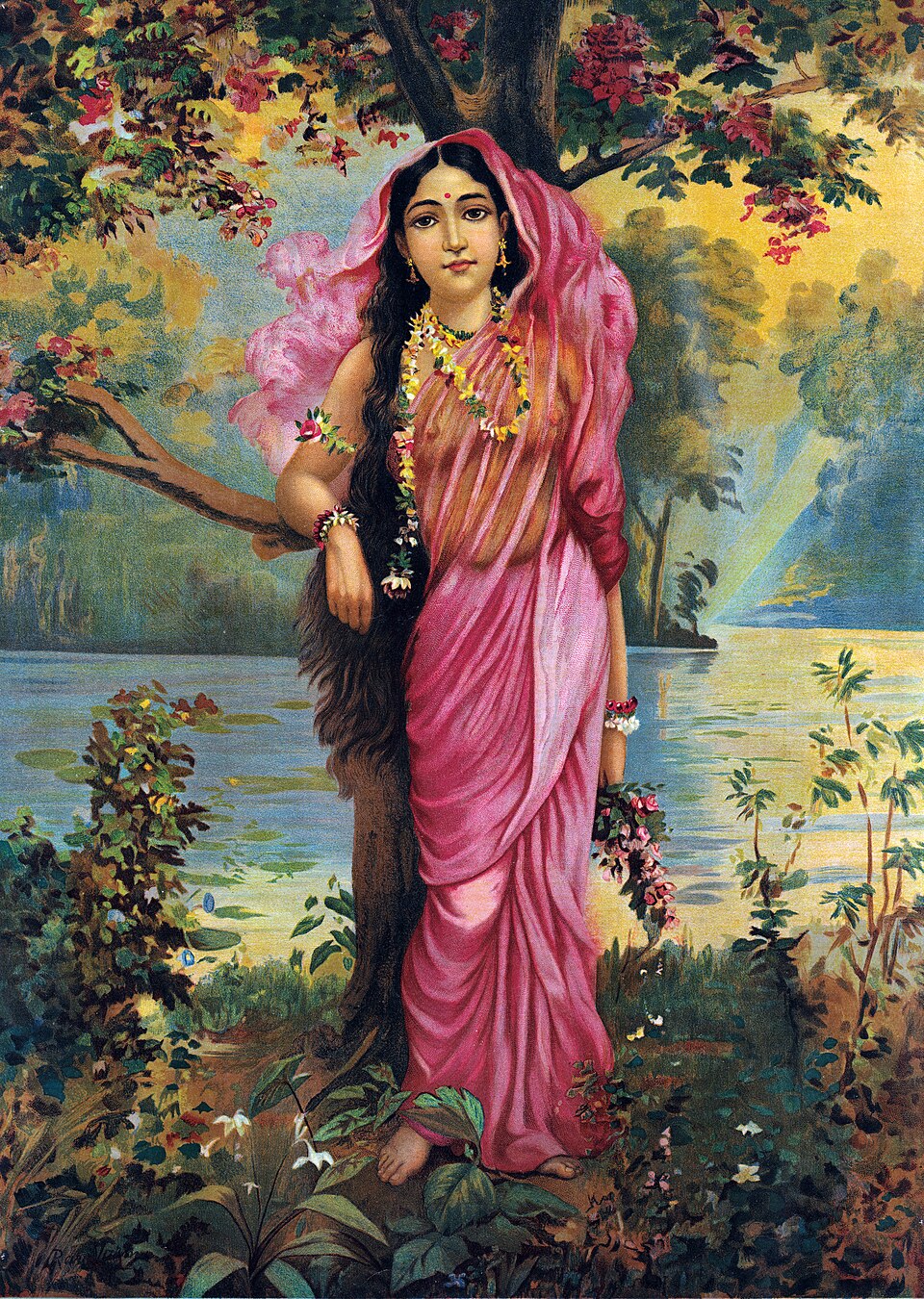 Indian Calendar Art — Oleograph by Raja Ravi Varma — Wikimedia Commons / Public domain