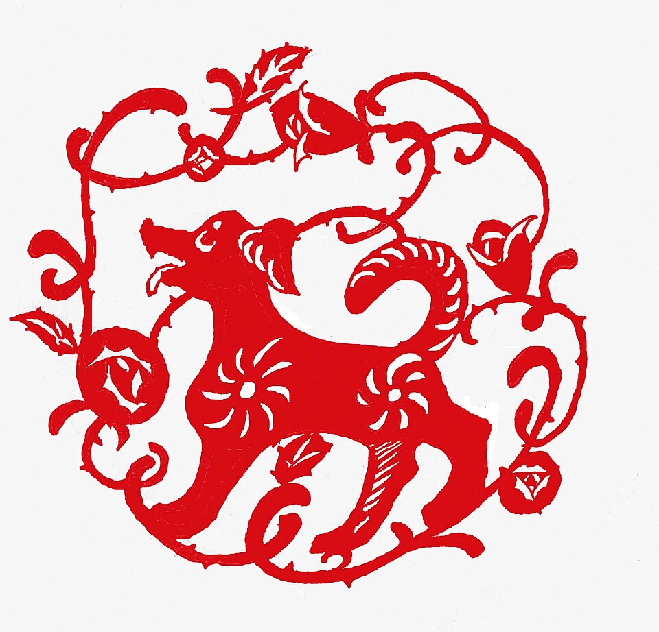 Jianzhi (Chinese Paper Cutting) — Year of the Dog jianzhi (CC BY-SA 3.0) · © Made by Fanghong