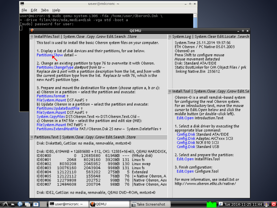 Oberon System Interface — Oberon-0 screen, tag lines and gapless tiled surface — Wikimedia Commons / CC BY-SA 4.0 · © PeterEasthope