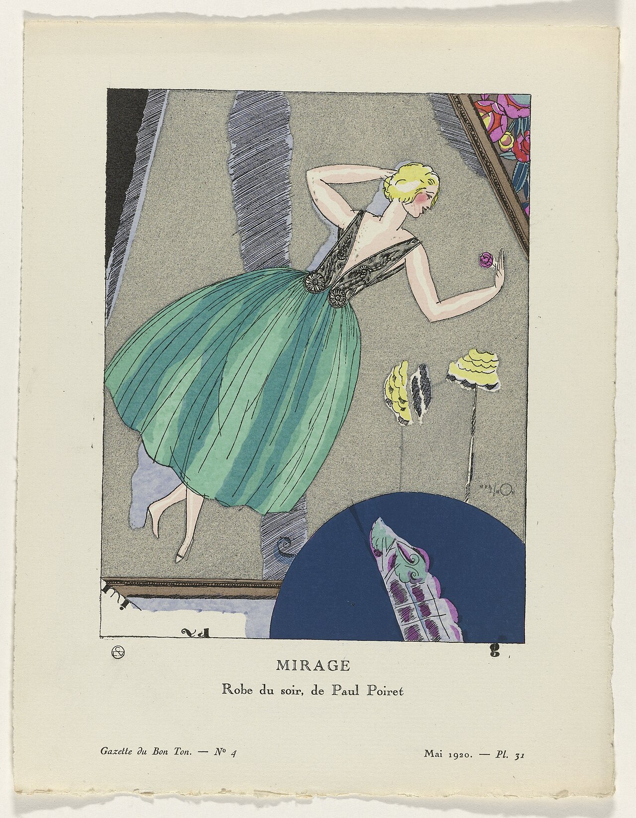 Pochoir — Gazette du Bon Ton, “Mirage” by Paul Poiret, 1920 — Wikimedia Commons / CC0