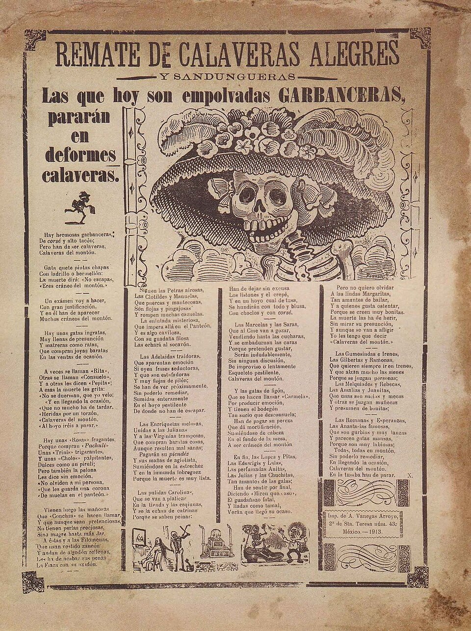 Posada's Calaveras — Posada, La Calavera Catrina, c. 1910 — Wikimedia Commons / Public domain