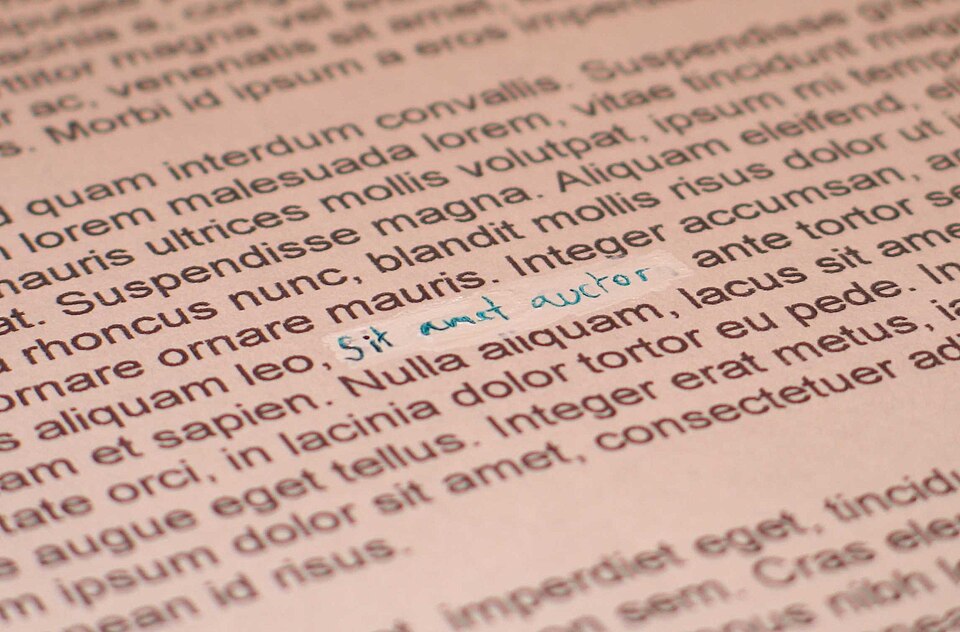 Proofreading Marks — Proof marked up with proofreading marks — Wikimedia Commons / Public domain