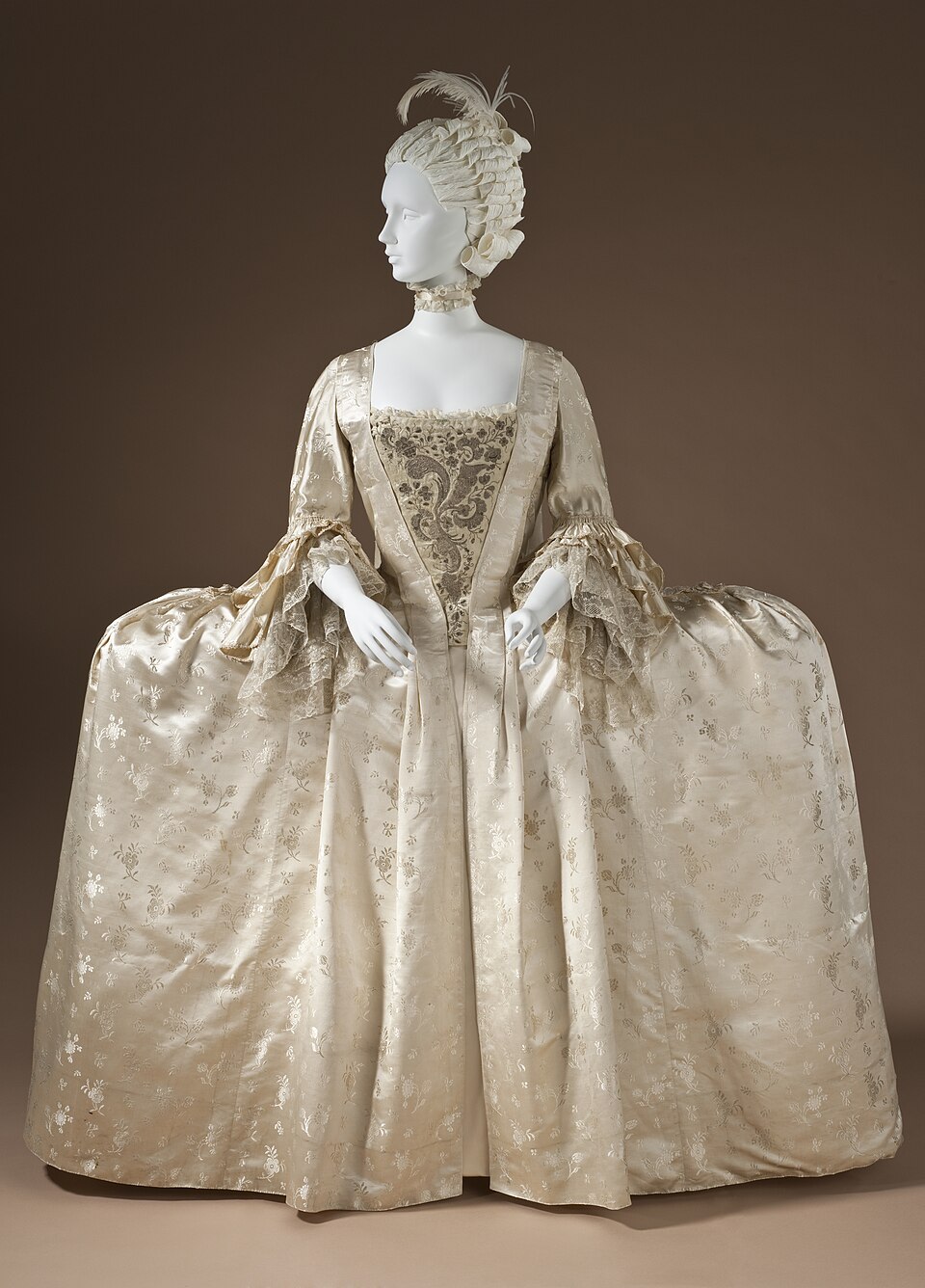 Robe à la Française — Woman’s robe à la française, England, ca. 1765 — Los Angeles County Museum of Art — Wikimedia Commons / Public domain