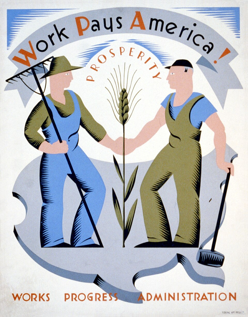 Screenprint — WPA screenprint poster, 1930s — Wikimedia Commons / Public domain