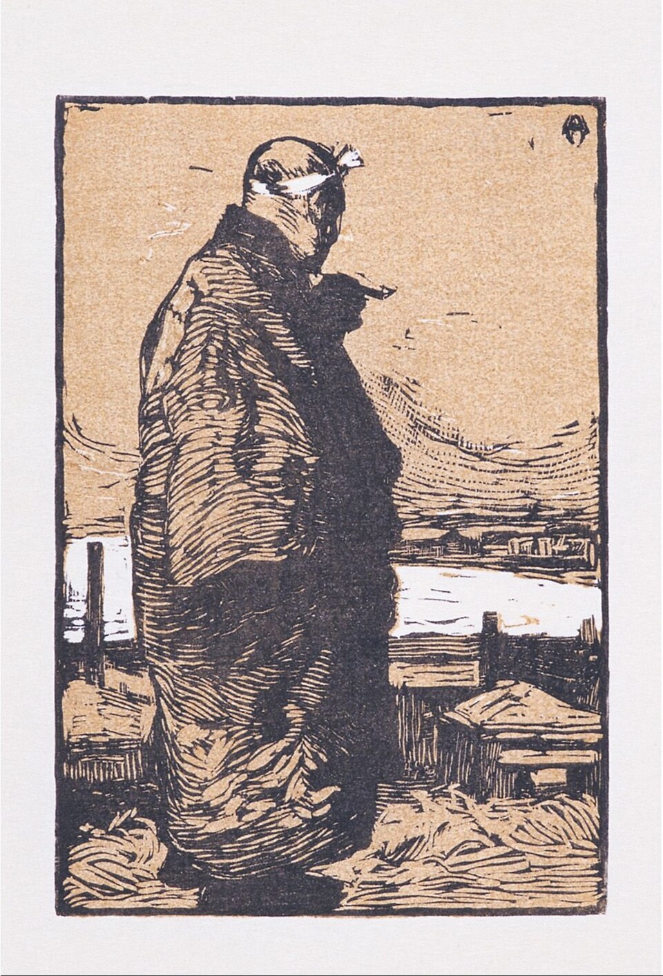 Sōsaku-hanga — Yamamoto Kanae, Fisherman, 1904 — Wikimedia Commons / Public domain