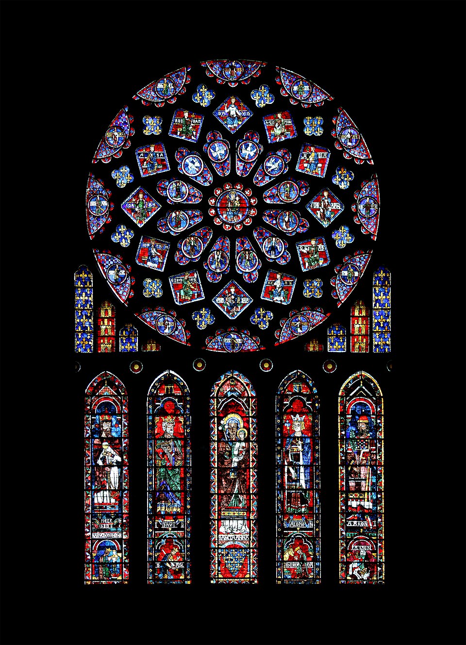 Stained Glass — North rose window, Chartres Cathedral — Wikimedia Commons / Public domain