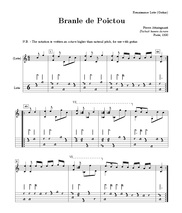 Tablature — Lute tablature by Attaingnant — Wikimedia Commons / CC BY-SA 3.0 · © The original uploader was Bobby D. Bryant at English Wikipedia .