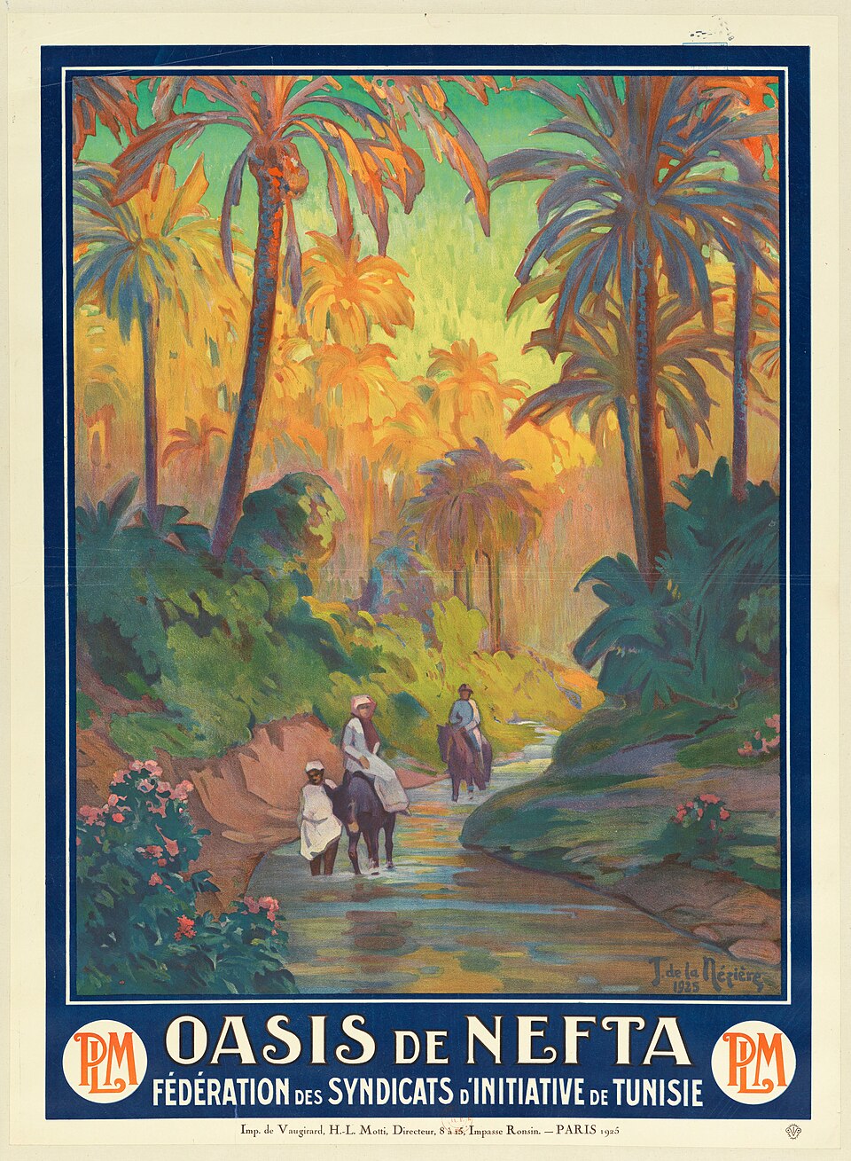 Golden Age Travel Poster — PLM, Oasis of Nefta, 1925 — Wikimedia Commons / Public domain