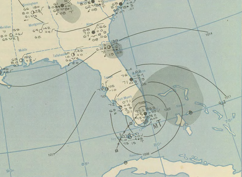 Weather Map — Surface weather map 1947 — Wikimedia Commons / Public domain