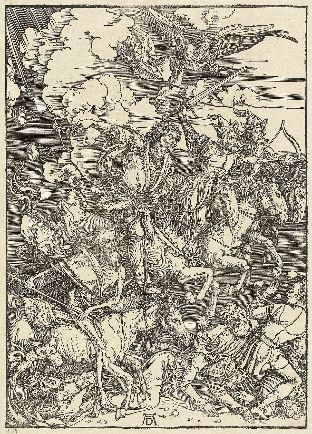 Woodcut — Albrecht Dürer, The Four Horsemen, 1498 — Wikimedia Commons / CC0