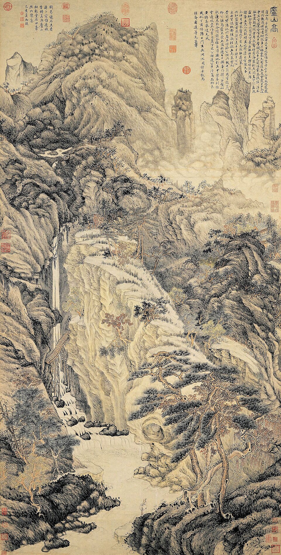 Wu School — Shen Zhou, Lofty Mount Lu, 1467 — National Palace Museum, Taipei — Wikimedia Commons / Public domain
