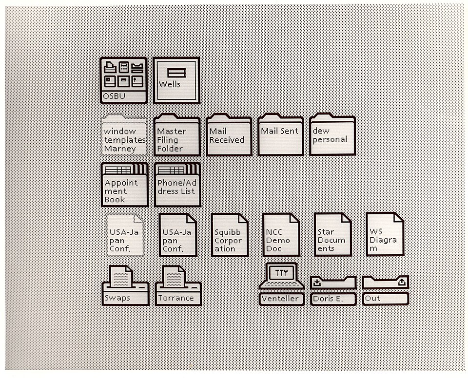 Xerox Star Interface — Desktop and icons of the Xerox 8010 Star (ViewPoint) — Wikimedia Commons / CC BY 2.0 · © J R