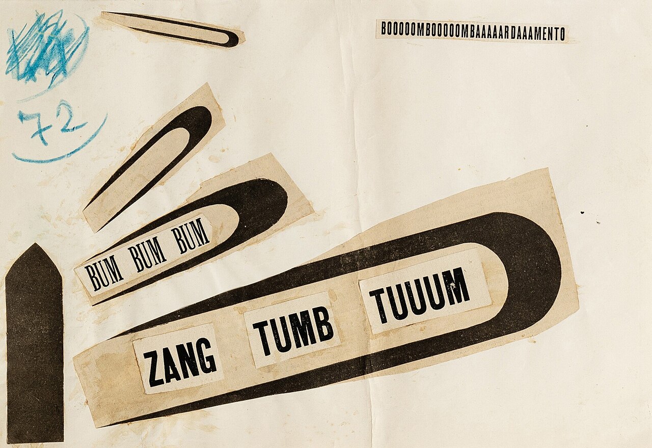 Italian Futurism — Filippo Tommaso Marinetti, ZANG TUMB TUUUM, 1915 — Wikimedia Commons / Public domain